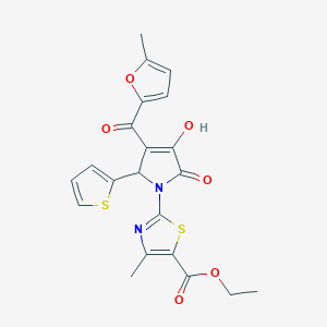 molecular formula C21H18N2O6S2 B3985914 ethyl 2-[3-hydroxy-4-(5-methyl-2-furoyl)-2-oxo-5-(2-thienyl)-2,5-dihydro-1H-pyrrol-1-yl]-4-methyl-1,3-thiazole-5-carboxylate 