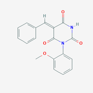 molecular formula C18H14N2O4 B398592 5-benzylidene-1-(2-methoxyphenyl)-2,4,6(1H,3H,5H)-pyrimidinetrione 