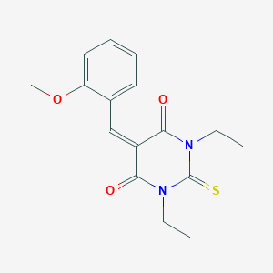 molecular formula C16H18N2O3S B398597 1,3-diethyl-5-(2-methoxybenzylidene)-2-thioxodihydro-4,6(1H,5H)-pyrimidinedione 