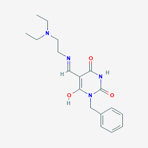 molecular formula C18H24N4O3 B398599 1-benzyl-5-({[2-(diethylamino)ethyl]amino}methylene)-2,4,6(1H,3H,5H)-pyrimidinetrione CAS No. 380906-14-9