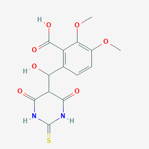 molecular formula C14H14N2O7S B398601 6-[(4,6-Dioxo-2-thioxohexahydro-5-pyrimidinyl)(hydroxy)methyl]-2,3-dimethoxybenzoic acid 