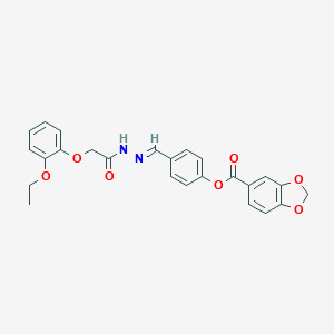 molecular formula C25H22N2O7 B398605 4-{2-[(2-Ethoxyphenoxy)acetyl]carbohydrazonoyl}phenyl 1,3-benzodioxole-5-carboxylate 