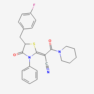 2-[5-(4-fluorobenzyl)-4-oxo-3-phenyl-1,3-thiazolidin-2-ylidene]-3-oxo-3-(1-piperidinyl)propanenitrile