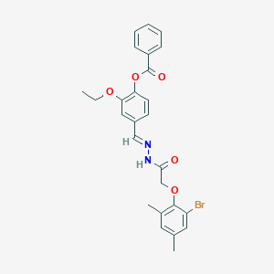 4-{2-[(2-Bromo-4,6-dimethylphenoxy)acetyl]carbohydrazonoyl}-2-ethoxyphenyl benzoate