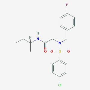 molecular formula C19H22ClFN2O3S B3986088 N~1~-(sec-butyl)-N~2~-[(4-chlorophenyl)sulfonyl]-N~2~-(4-fluorobenzyl)glycinamide 