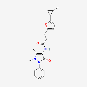 molecular formula C22H25N3O3 B3986089 N-(1,5-dimethyl-3-oxo-2-phenyl-2,3-dihydro-1H-pyrazol-4-yl)-3-[5-(2-methylcyclopropyl)-2-furyl]propanamide 