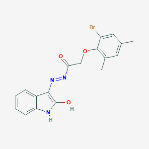 molecular formula C18H16BrN3O3 B398609 2-(2-bromo-4,6-dimethylphenoxy)-N'-[(3E)-2-oxo-1,2-dihydro-3H-indol-3-ylidene]acetohydrazide 