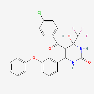 molecular formula C24H18ClF3N2O4 B3986105 5-(4-chlorobenzoyl)-4-hydroxy-6-(3-phenoxyphenyl)-4-(trifluoromethyl)tetrahydro-2(1H)-pyrimidinone 