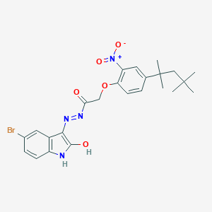 molecular formula C24H27BrN4O5 B398611 N'-(5-bromo-2-oxo-1,2-dihydro-3H-indol-3-ylidene)-2-[2-nitro-4-(1,1,3,3-tetramethylbutyl)phenoxy]acetohydrazide 
