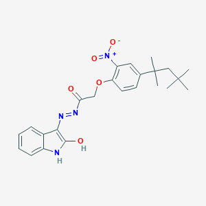 molecular formula C24H28N4O5 B398615 2-[2-nitro-4-(1,1,3,3-tetramethylbutyl)phenoxy]-N'-(2-oxo-1,2-dihydro-3H-indol-3-ylidene)acetohydrazide 