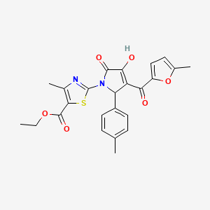 molecular formula C24H22N2O6S B3986295 ethyl 2-[3-hydroxy-4-(5-methyl-2-furoyl)-5-(4-methylphenyl)-2-oxo-2,5-dihydro-1H-pyrrol-1-yl]-4-methyl-1,3-thiazole-5-carboxylate 