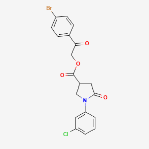 molecular formula C19H15BrClNO4 B3986356 2-(4-bromophenyl)-2-oxoethyl 1-(3-chlorophenyl)-5-oxo-3-pyrrolidinecarboxylate 