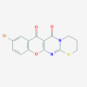 molecular formula C14H9BrN2O3S B3986391 9-bromo-3,4-dihydro-2H,6H,7H-chromeno[2',3':4,5]pyrimido[2,1-b][1,3]thiazine-6,7-dione 