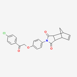 molecular formula C23H18ClNO4 B3986393 4-{4-[2-(4-chlorophenyl)-2-oxoethoxy]phenyl}-4-azatricyclo[5.2.1.0~2,6~]dec-8-ene-3,5-dione 