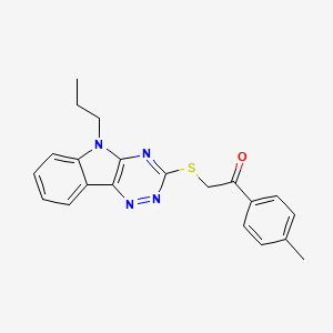 molecular formula C21H20N4OS B3986470 1-(4-methylphenyl)-2-[(5-propyl-5H-[1,2,4]triazino[5,6-b]indol-3-yl)thio]ethanone 