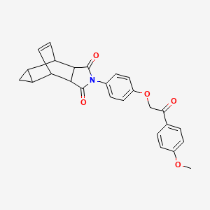 molecular formula C26H23NO5 B3986473 4-{4-[2-(4-methoxyphenyl)-2-oxoethoxy]phenyl}-4-azatetracyclo[5.3.2.0~2,6~.0~8,10~]dodec-11-ene-3,5-dione 