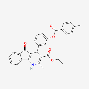 ethyl 2-methyl-4-{3-[(4-methylbenzoyl)oxy]phenyl}-5-oxo-4,5-dihydro-1H-indeno[1,2-b]pyridine-3-carboxylate