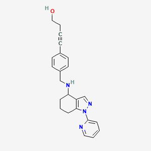 molecular formula C23H24N4O B3986531 4-[4-({[1-(2-pyridinyl)-4,5,6,7-tetrahydro-1H-indazol-4-yl]amino}methyl)phenyl]-3-butyn-1-ol 