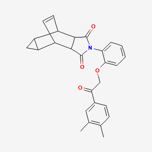 molecular formula C27H25NO4 B3986535 4-{2-[2-(3,4-dimethylphenyl)-2-oxoethoxy]phenyl}-4-azatetracyclo[5.3.2.0~2,6~.0~8,10~]dodec-11-ene-3,5-dione 