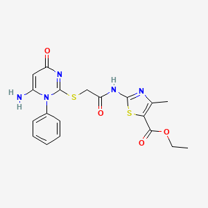 ethyl 2-({[(6-amino-4-oxo-1-phenyl-1,4-dihydro-2-pyrimidinyl)thio]acetyl}amino)-4-methyl-1,3-thiazole-5-carboxylate