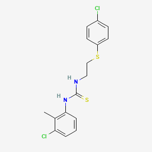 molecular formula C16H16Cl2N2S2 B3986581 N-(3-chloro-2-methylphenyl)-N'-{2-[(4-chlorophenyl)thio]ethyl}thiourea 