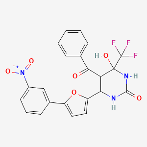 molecular formula C22H16F3N3O6 B3986708 5-benzoyl-4-hydroxy-6-[5-(3-nitrophenyl)-2-furyl]-4-(trifluoromethyl)tetrahydro-2(1H)-pyrimidinone 