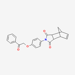 molecular formula C23H19NO4 B3986756 4-[4-(2-oxo-2-phenylethoxy)phenyl]-4-azatricyclo[5.2.1.0~2,6~]dec-8-ene-3,5-dione 