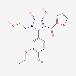 molecular formula C20H21NO7 B3986778 5-(3-ethoxy-4-hydroxyphenyl)-4-(2-furoyl)-3-hydroxy-1-(2-methoxyethyl)-1,5-dihydro-2H-pyrrol-2-one 