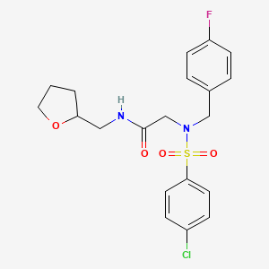 molecular formula C20H22ClFN2O4S B3986793 N~2~-[(4-chlorophenyl)sulfonyl]-N~2~-(4-fluorobenzyl)-N~1~-(tetrahydro-2-furanylmethyl)glycinamide 