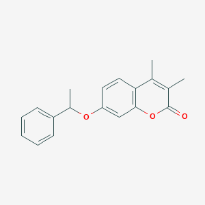 molecular formula C19H18O3 B3986803 3,4-dimethyl-7-(1-phenylethoxy)-2H-chromen-2-one 