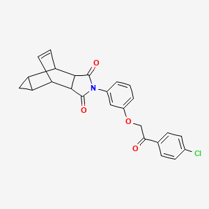 4-{3-[2-(4-chlorophenyl)-2-oxoethoxy]phenyl}-4-azatetracyclo[5.3.2.0~2,6~.0~8,10~]dodec-11-ene-3,5-dione