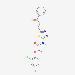 2-(2,4-dichlorophenoxy)-N-[5-(3-oxo-3-phenylpropyl)-1,3,4-thiadiazol-2-yl]propanamide