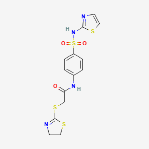 molecular formula C14H14N4O3S4 B3986871 2-(4,5-dihydro-1,3-thiazol-2-ylthio)-N-{4-[(1,3-thiazol-2-ylamino)sulfonyl]phenyl}acetamide 