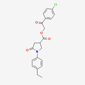 2-(4-chlorophenyl)-2-oxoethyl 1-(4-ethylphenyl)-5-oxo-3-pyrrolidinecarboxylate