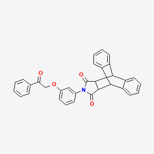 molecular formula C32H23NO4 B3987040 17-[3-(2-oxo-2-phenylethoxy)phenyl]-17-azapentacyclo[6.6.5.0~2,7~.0~9,14~.0~15,19~]nonadeca-2,4,6,9,11,13-hexaene-16,18-dione 