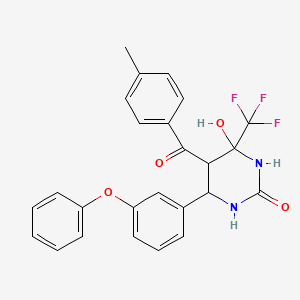 molecular formula C25H21F3N2O4 B3987069 4-hydroxy-5-(4-methylbenzoyl)-6-(3-phenoxyphenyl)-4-(trifluoromethyl)tetrahydro-2(1H)-pyrimidinone 