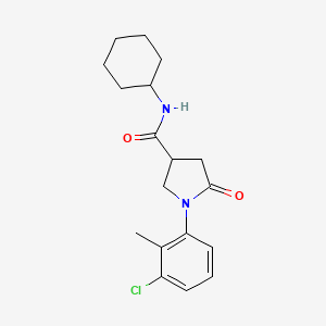 molecular formula C18H23ClN2O2 B3987157 1-(3-chloro-2-methylphenyl)-N-cyclohexyl-5-oxo-3-pyrrolidinecarboxamide 