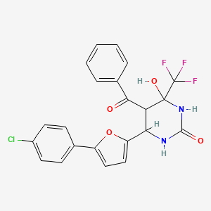 molecular formula C22H16ClF3N2O4 B3987175 5-benzoyl-6-[5-(4-chlorophenyl)-2-furyl]-4-hydroxy-4-(trifluoromethyl)tetrahydro-2(1H)-pyrimidinone 