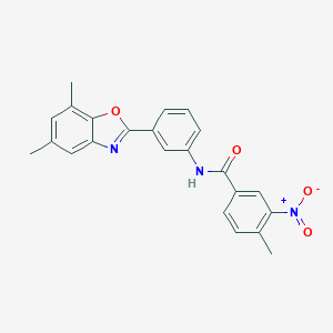 molecular formula C23H19N3O4 B398718 N-[3-(5,7-dimethyl-1,3-benzoxazol-2-yl)phenyl]-3-nitro-4-methylbenzamide 