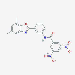 molecular formula C22H16N4O6 B398719 N-[3-(5,7-dimethyl-1,3-benzoxazol-2-yl)phenyl]-3,5-bisnitrobenzamide 