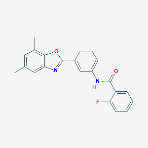 molecular formula C22H17FN2O2 B398723 N-[3-(5,7-dimethyl-1,3-benzoxazol-2-yl)phenyl]-2-fluorobenzamide 