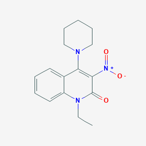 1-ethyl-3-nitro-4-(1-piperidinyl)-2(1H)-quinolinone