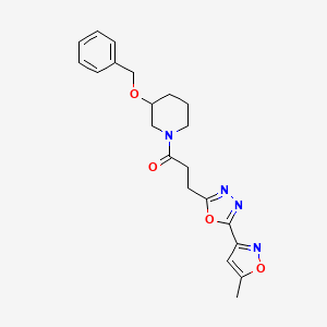 molecular formula C21H24N4O4 B3987253 3-(benzyloxy)-1-{3-[5-(5-methyl-3-isoxazolyl)-1,3,4-oxadiazol-2-yl]propanoyl}piperidine 