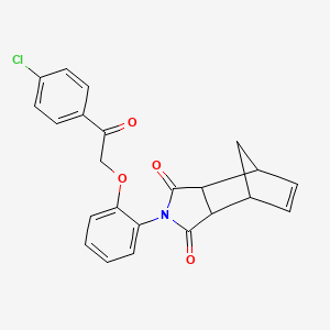 molecular formula C23H18ClNO4 B3987258 4-{2-[2-(4-chlorophenyl)-2-oxoethoxy]phenyl}-4-azatricyclo[5.2.1.0~2,6~]dec-8-ene-3,5-dione 