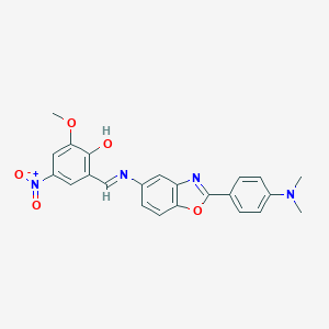 molecular formula C23H20N4O5 B398729 2-[({2-[4-(Dimethylamino)phenyl]-1,3-benzoxazol-5-yl}imino)methyl]-4-nitro-6-methoxyphenol 