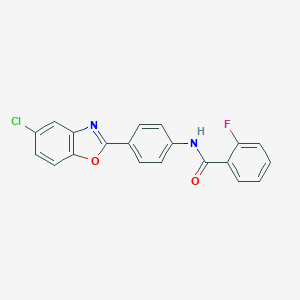 molecular formula C20H12ClFN2O2 B398730 N-[4-(5-Chloro-benzooxazol-2-yl)-phenyl]-2-fluoro-benzamide 