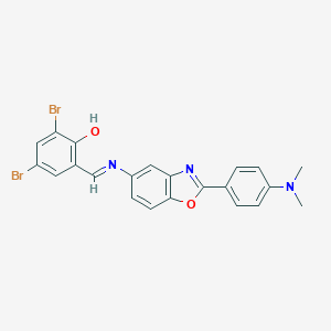 molecular formula C22H17Br2N3O2 B398731 2,4-Dibromo-6-[({2-[4-(dimethylamino)phenyl]-1,3-benzoxazol-5-yl}imino)methyl]phenol 