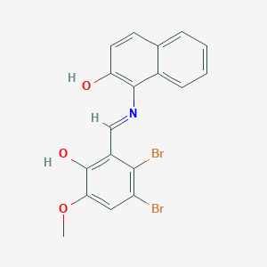 molecular formula C18H13Br2NO3 B398735 1-[(2,3-Dibromo-6-hydroxy-5-methoxybenzylidene)amino]-2-naphthol 