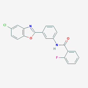 molecular formula C20H12ClFN2O2 B398736 N-[3-(5-chloro-1,3-benzoxazol-2-yl)phenyl]-2-fluorobenzamide 