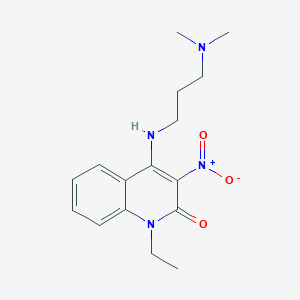 molecular formula C16H22N4O3 B3987372 4-{[3-(dimethylamino)propyl]amino}-1-ethyl-3-nitro-2(1H)-quinolinone 